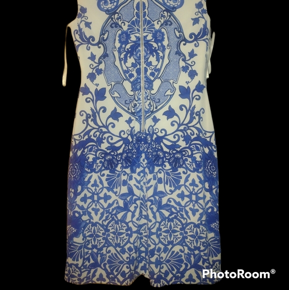 Boston proper blue dress with desings size 10 - Picture 5 of 5